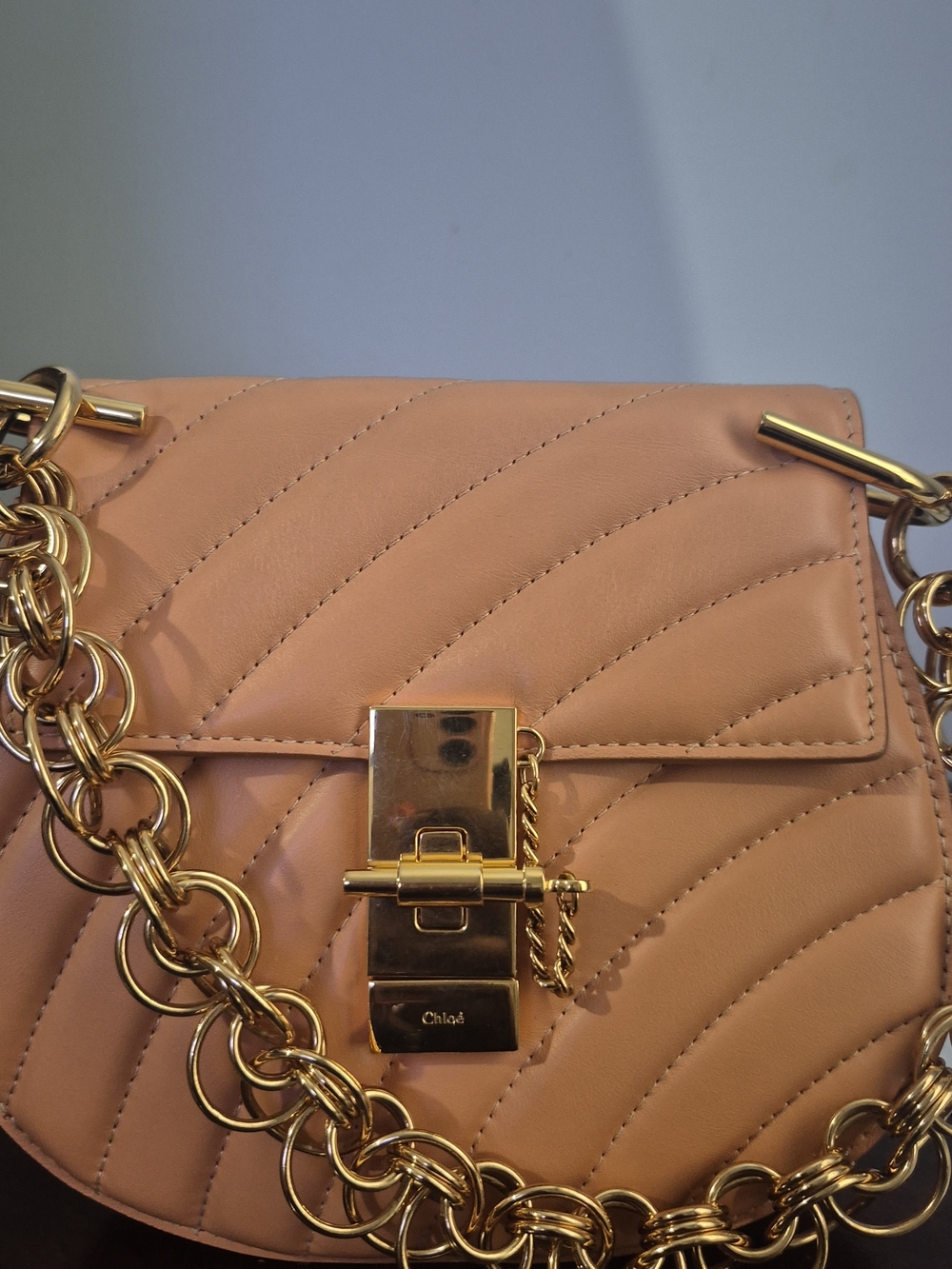 Chloé Quilted Crossbody Bag in Peach